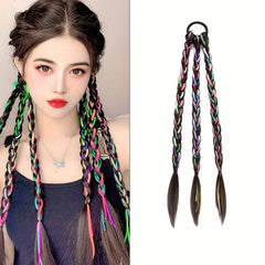 20 Inch Box Braid Ponytail Extensions With Rubber Band
