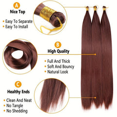 88cm Long Straight Pre Stretched Silk Bulk Hair Extensions