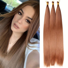 88cm Long Straight Pre Stretched Silk Bulk Hair Extensions