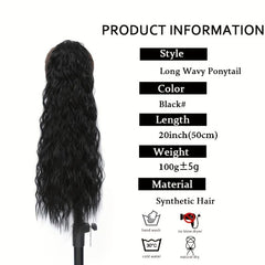 Long Corn Wave Ponytail Extensions Magic Paste Heat Resistant Wavy Synthetic