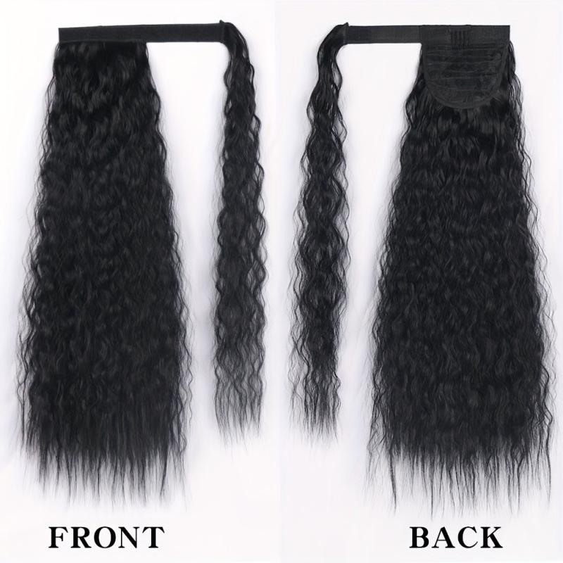 Long Corn Wave Ponytail Extensions Magic Paste Heat Resistant Wavy Synthetic