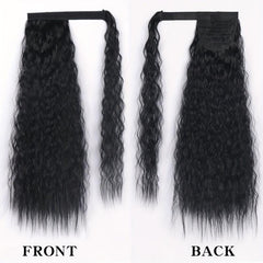 Long Corn Wave Ponytail Extensions Magic Paste Heat Resistant Wavy Synthetic