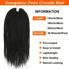 Senegalese Twist Crochet Hair Extensions Pre Looped Synthetic Braiding Hair