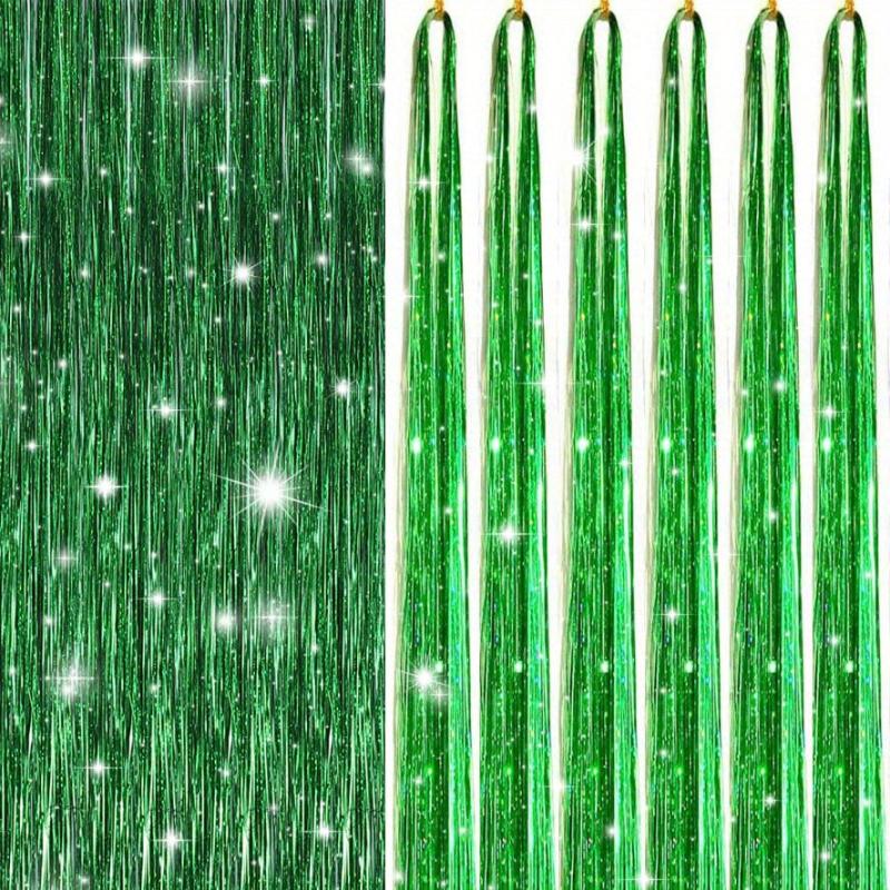 Y2K Tinsel Hair Extension 6pcs 45-72 Cm Sparkle Glitter Rainbow Colored