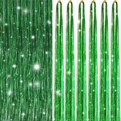 Y2K Tinsel Hair Extension 6pcs 45-72 Cm Sparkle Glitter Rainbow Colored