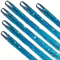 Y2K Tinsel Hair Extension 6pcs 45-72 Cm Sparkle Glitter Rainbow Colored
