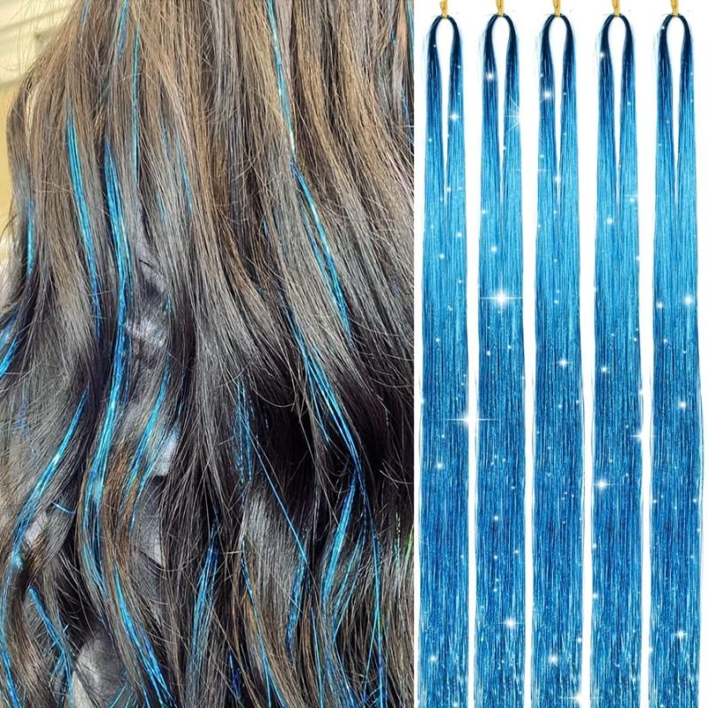 Y2K Tinsel Hair Extension 6pcs 45-72 Cm Sparkle Glitter Rainbow Colored