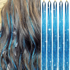 Y2K Tinsel Hair Extension 6pcs 45-72 Cm Sparkle Glitter Rainbow Colored