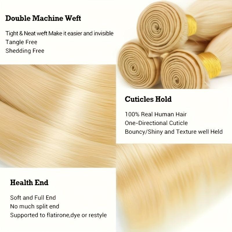 613 Straight Hair Bundles Blonde 10A Brazilian Virgin Human Hair