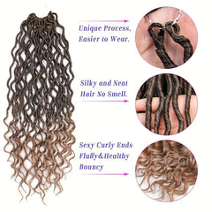 6Pcs 18in Curly Faux Locs Crochet Hair Deep Wave Braiding Extensions