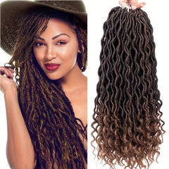 6Pcs 18in Curly Faux Locs Crochet Hair Deep Wave Braiding Extensions