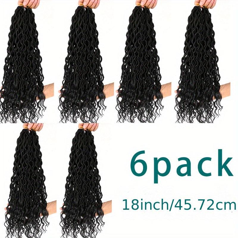 6Pcs 18in Curly Faux Locs Crochet Hair Deep Wave Braiding Extensions