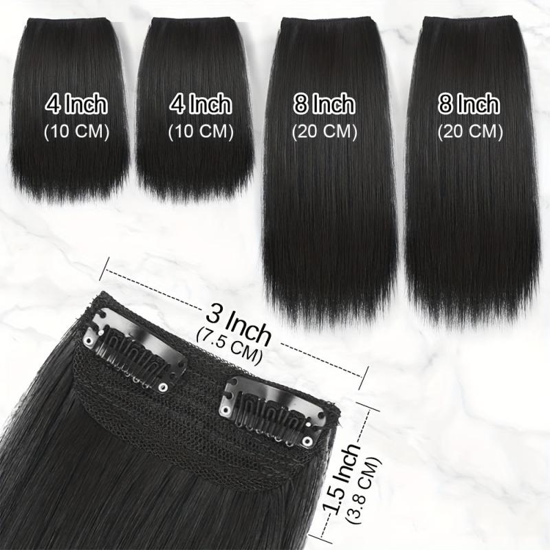 4 PCS Synthetic Hair Toppers for Women Invisible Clips Hair Extensions