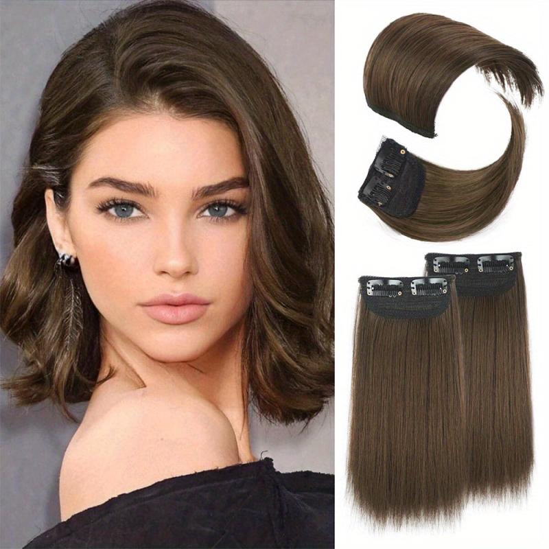 4 PCS Synthetic Hair Toppers for Women Invisible Clips Hair Extensions