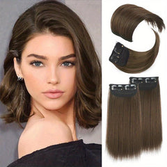 4 PCS Synthetic Hair Toppers for Women Invisible Clips Hair Extensions