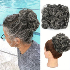 Messy Curly Hair Bun with Comb Clips Chignon Hairpiece Updo Cover Hair