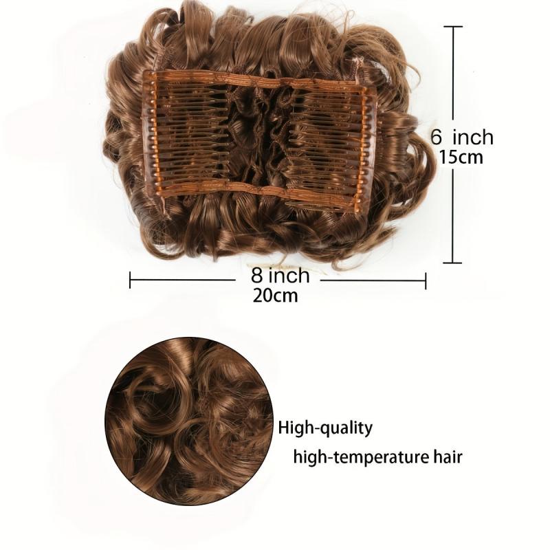 Messy Curly Hair Bun with Comb Clips Chignon Hairpiece Updo Cover Hair