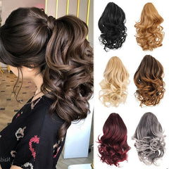 Short Wavy Ponytail Extensions Claw Clip In Synthetic Hair Extensions