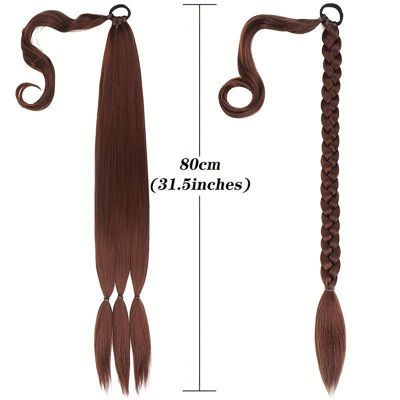 Long Braided Ponytail Hair Extensions 28 cm Synthetic Fiber Hair Extensions