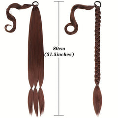 Long Braided Ponytail Hair Extensions 28 cm Synthetic Fiber Hair Extensions
