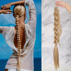 Long Braided Ponytail Hair Extensions 28 cm Synthetic Fiber Hair Extensions