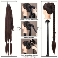 Long Braided Ponytail Hair Extensions 28 cm Synthetic Fiber Hair Extensions