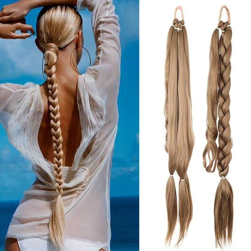Long Braided Ponytail Hair Extensions 28 cm Synthetic Fiber Hair Extensions