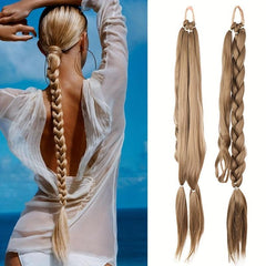 Long Braided Ponytail Hair Extensions 28 cm Synthetic Fiber Hair Extensions