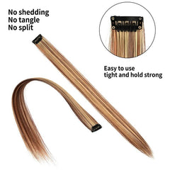 10pcs Brown Blonde Synthetic Clip in Hair Extensions 55 Long Hairpiece