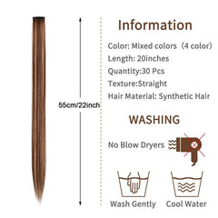 10pcs Brown Blonde Synthetic Clip in Hair Extensions 55 Long Hairpiece
