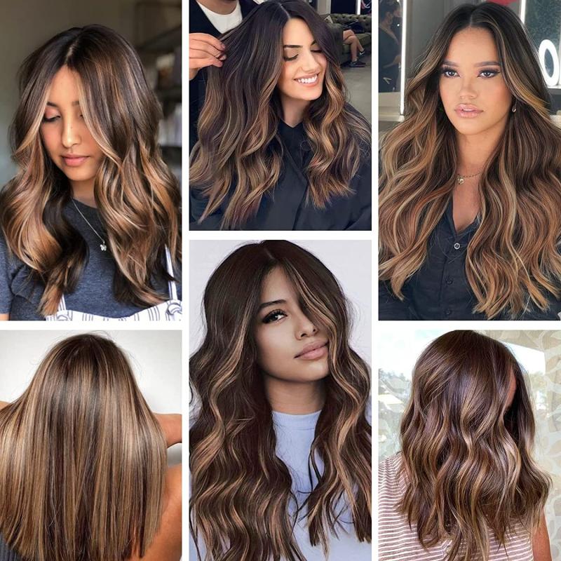 10pcs Brown Blonde Synthetic Clip in Hair Extensions 55 Long Hairpiece
