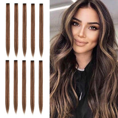 10pcs Brown Blonde Synthetic Clip in Hair Extensions 55 Long Hairpiece