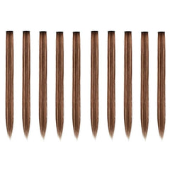 10pcs Brown Blonde Synthetic Clip in Hair Extensions 55 Long Hairpiece