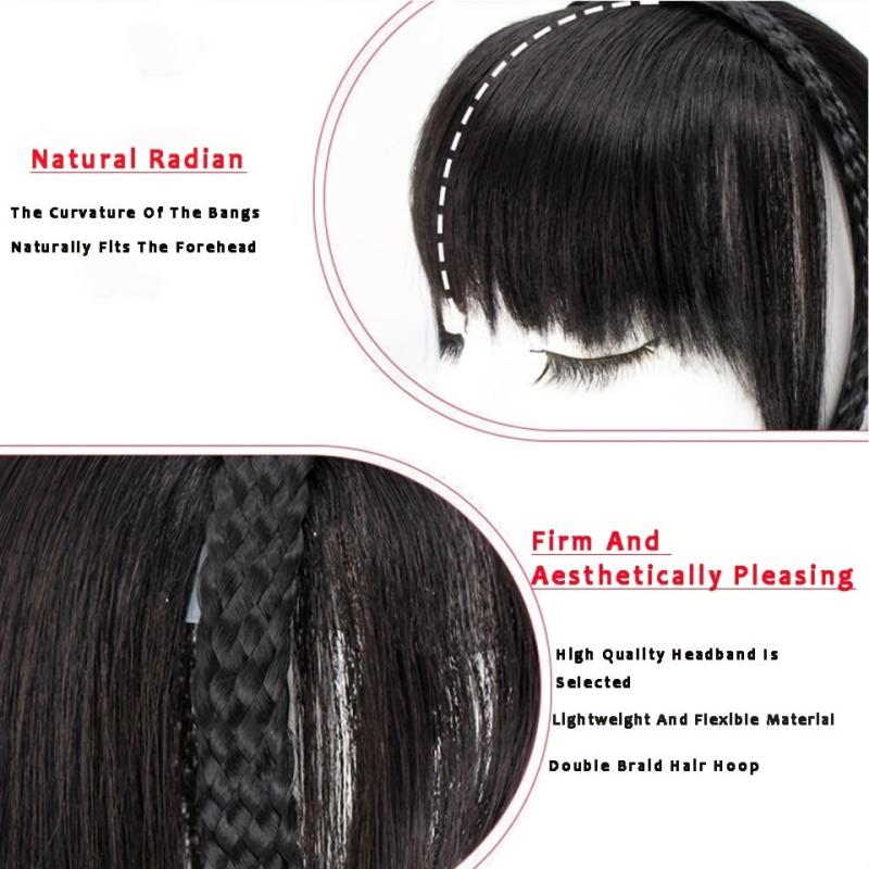 Synthetic Braid Headband Bangs Clip In Hair Extension Topper Hairpiece