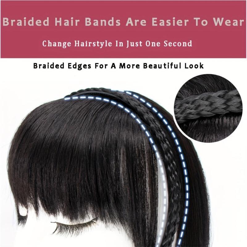 Synthetic Braid Headband Bangs Clip In Hair Extension Topper Hairpiece
