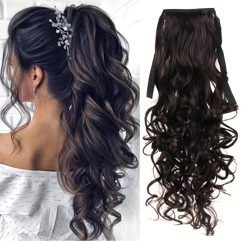 Long Curly Ponytail Extensions 72cm Synthetic Wrap Around Hair Natural Look