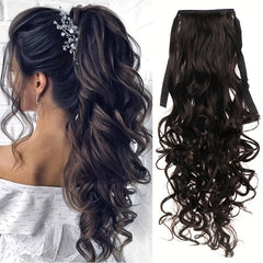 Long Curly Ponytail Extensions 72cm Synthetic Wrap Around Hair Natural Look