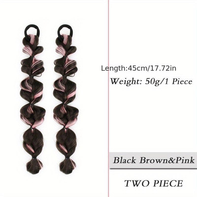 2pcs Long Bubble Ponytail Extensions Soft Synthetic Hair Piece