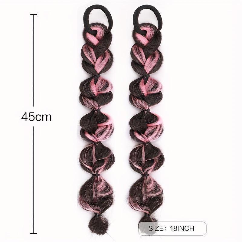 2pcs Long Bubble Ponytail Extensions Soft Synthetic Hair Piece