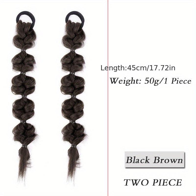 2pcs Long Bubble Ponytail Extensions Soft Synthetic Hair Piece