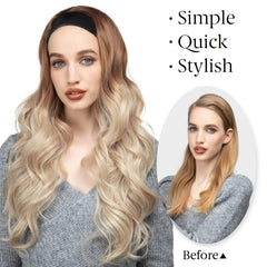 Long Wavy Brunette Headband Wig Synthetic 66 cm