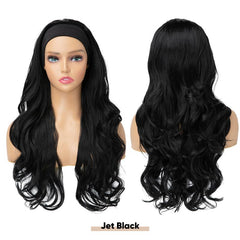 Long Wavy Brunette Headband Wig Synthetic 66 cm