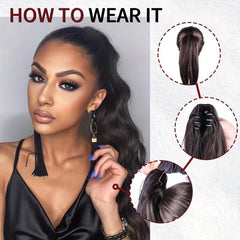 55 88cm Long Wavy Ponytail Extensions for Women Girls