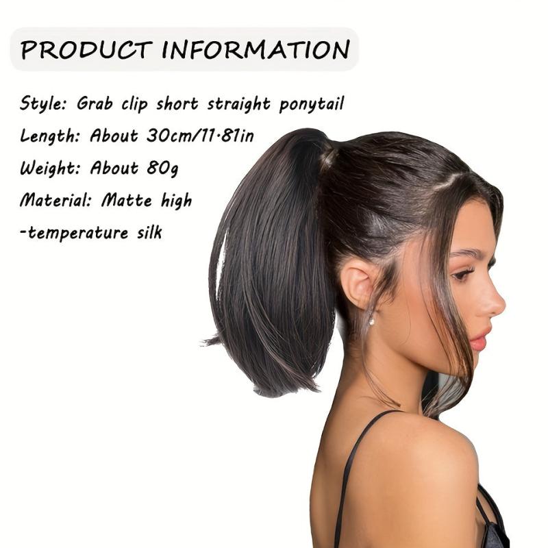 Short Straight Synthetic Claw Clip Ponytail Hair Extensions