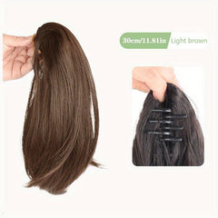 Short Straight Synthetic Claw Clip Ponytail Hair Extensions