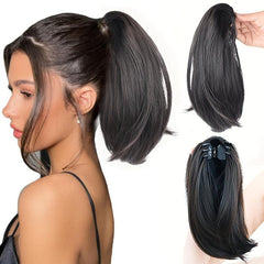 Short Straight Synthetic Claw Clip Ponytail Hair Extensions