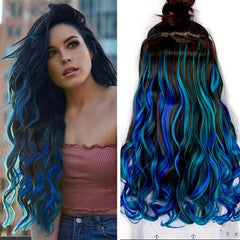 Long Curly Wavy Hair Extensions Synthetic Fiber for Party Halloween