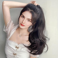 Long Body Wave Ponytail Extensions Synthetic Fiber Hair Tie Wrap Around