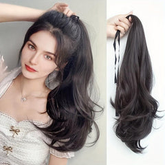Long Body Wave Ponytail Extensions Synthetic Fiber Hair Tie Wrap Around