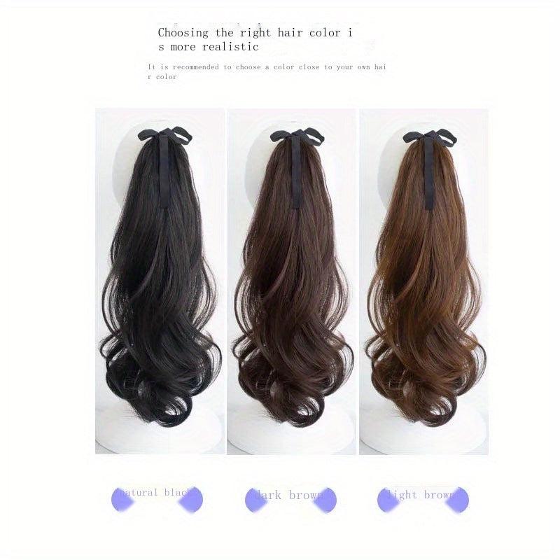 Long Body Wave Ponytail Extensions Synthetic Fiber Hair Tie Wrap Around